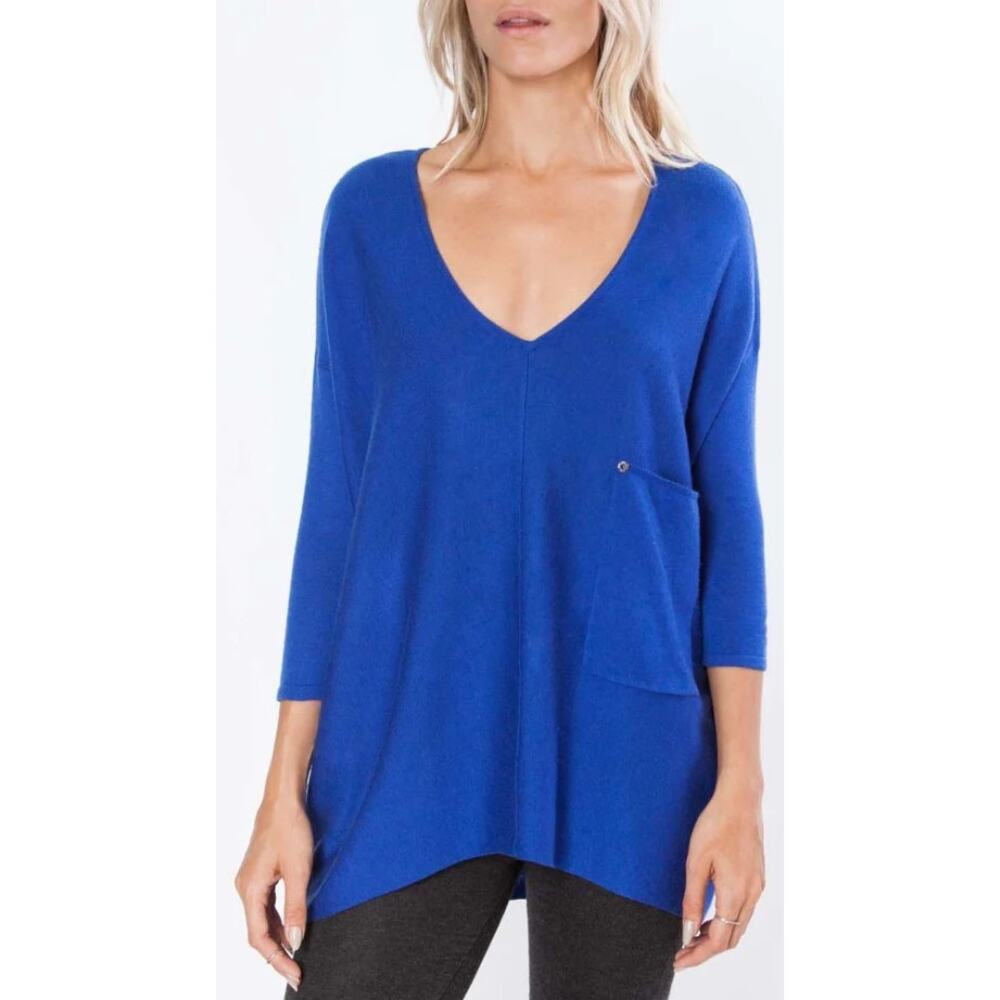 Kerisma V Neck Front Pocket Raven Top Royal Blue Womens Small / Medium